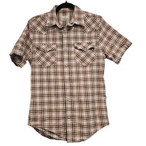 Mutual Weave Mens Small Plaid Short Sleeve Western snaps